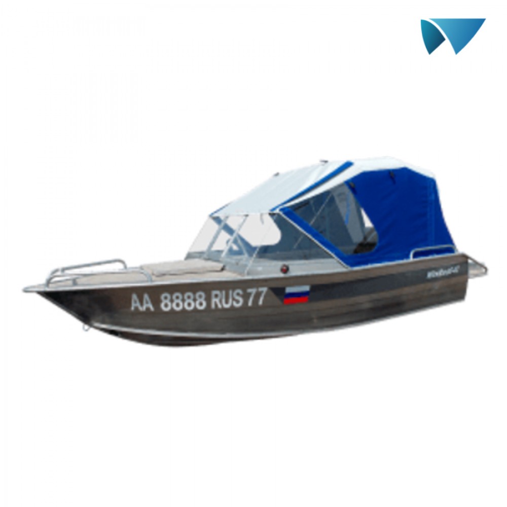 Ходовой тент «Рубка-СТС» для лодки «Windboat-42M Pro» на штатное заводское стекло