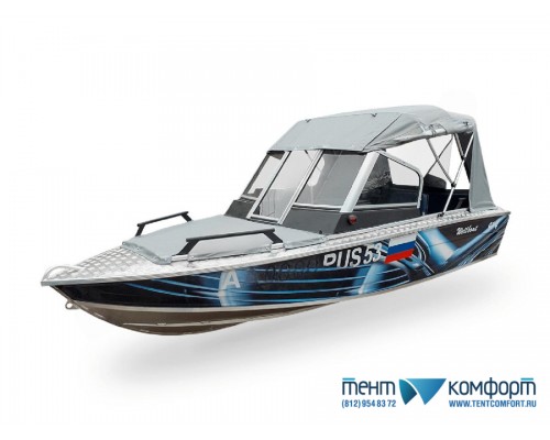Wellboat-41-4 (Вельбот-41-4). Ходовой тент на стандартное заводское стекло