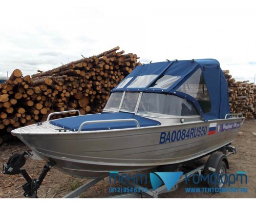 Wyatboat 490 Pro. Тент Троллинг на штатное заводское стекло